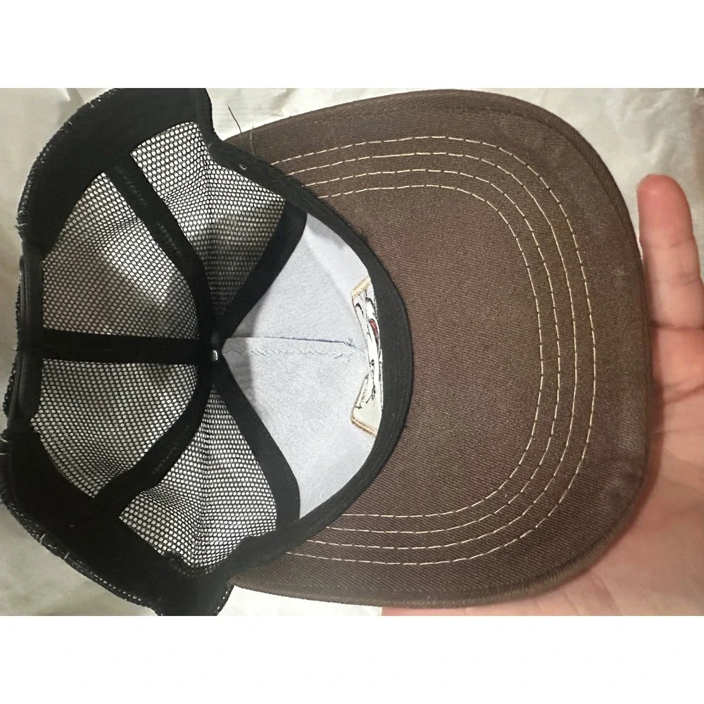 Disney Mickey Mouse Trucker Hat Blue Brown Black Mesh Snapback Cap Patch